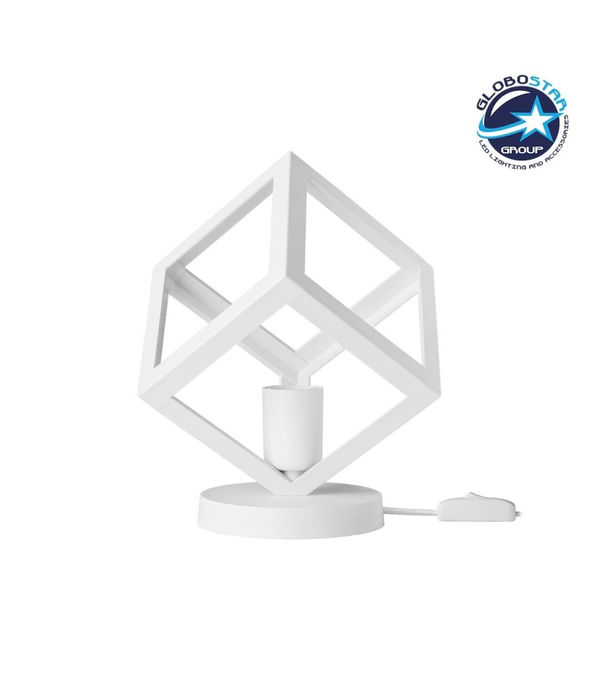 GLOBOSTAR® DISE 203-0273 Μοντέρνο Επιτραπέζιο Φωτιστικό Πορτατίφ με Ντουί 1 x E27 AC 220-240V IP20 - Λευκό - Μ28 x Π28 x Υ29cm